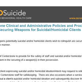 image of centerstone clinical and administrative policies and procecures document about securing weapons for suicidal or homicidal clients