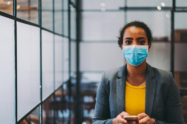 Provider with mask and gold shirt