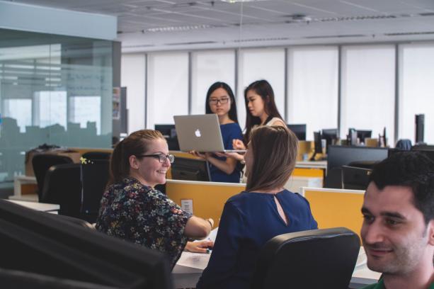 Colleagues working at a table