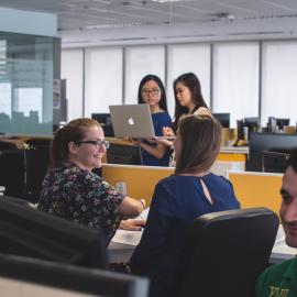 Colleagues working at a table