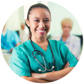 Health care worker smiling 