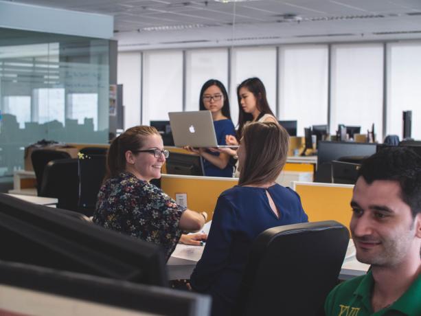 Colleagues working at a table